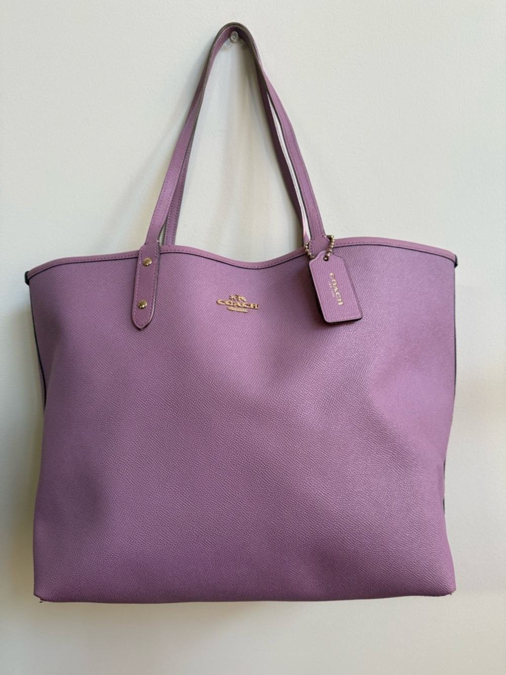 Coach Lavender Leather Tote with Gold Hardware